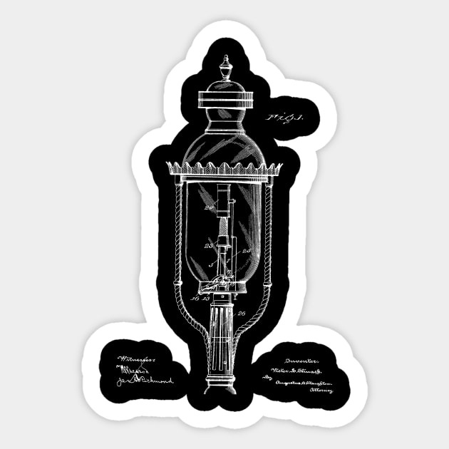 Incandescent Street Light Vintage Patent Hand Drawing Sticker by TheYoungDesigns
